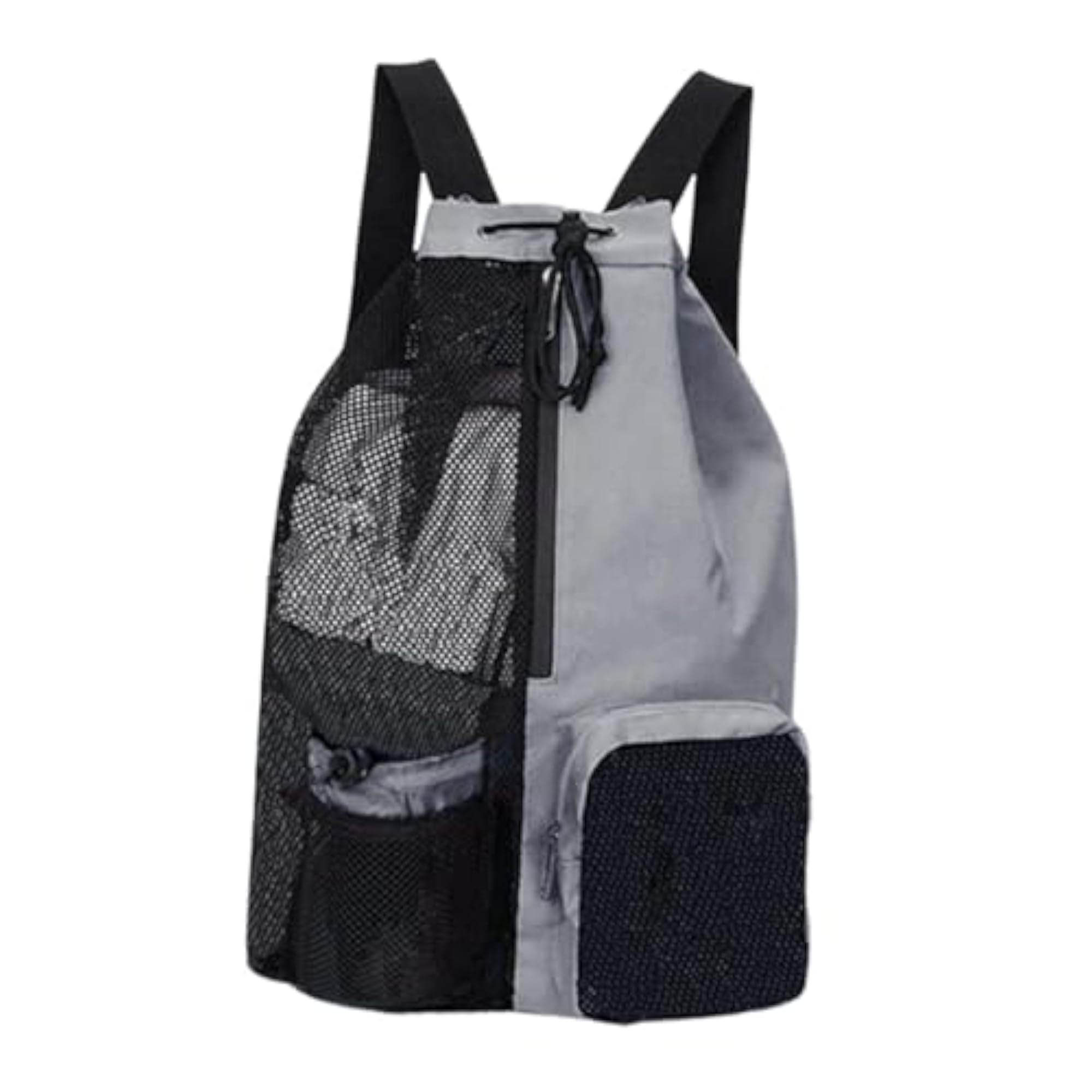 Mesh Drawstring Backpack, Large Capacity Gym Bag, Gray