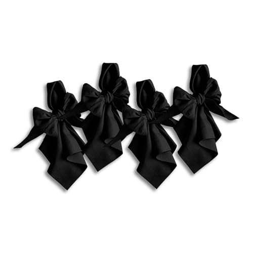 Servilletas de Tela 100% Lino Negro 20x20 Pulgadas Pack 4 miniatura 2