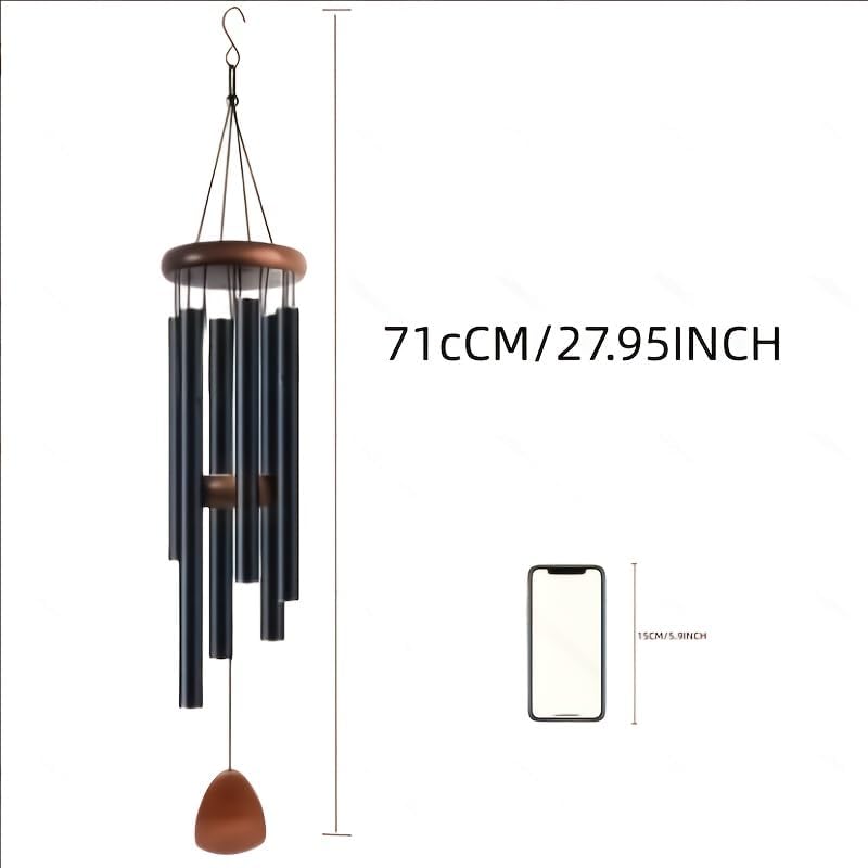 Memorial Wind Chimes Outdoor Large Deep Ton，Aluminum Alloy Wind ，Elegant Chime for Garden Patio Balcony and Home(Black six-Tube Wind Chime)
