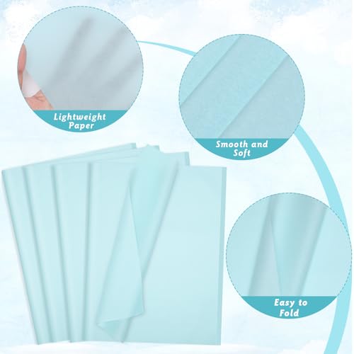 Image of woric 160 Sheets Light Blue Tissue Paper for Gift Bags 20 X 14 Inches Dusty Blue Tissue Paper Bulk for DIY Crafts Gift Packaging Baby Shower Boy Weddings Birthday Party Decorations
