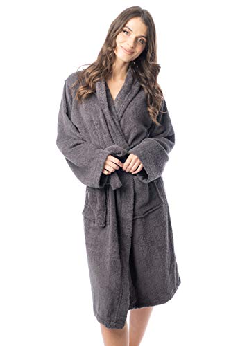 EHD Peignoir à capuche en tissu éponge pur 100 % coton égyptien super doux et confortable 650 g/m², charbon, 46-48 Cover