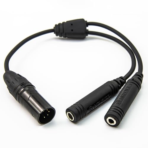 AIRVOICE General Aviation GA Plugs to XLR Headset Adapter, GA Twin-Plug PJ-068 PJ-055 to 5 Pin XLR Plug Connector, Black