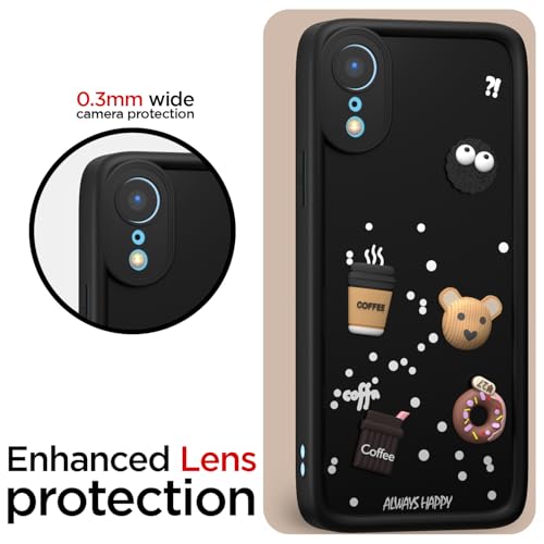 Image of Pikkme Back Cover for iPhone XR | Cute Fun Cartoon 3D Bear Silicone Full Body Protection Bumper Cover (Black)