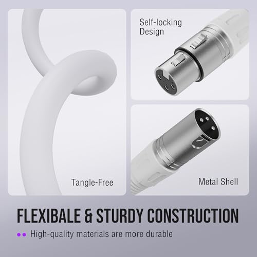 Image of FIFINE XLR Cable 10ft, Male to Female Microphone Cable with Balanced 3-Pin Mic, Studio Quality Audio Cord for Podcasting, Streaming, Recording, Home Studio,Compatible AM8W, K688W-L9W White