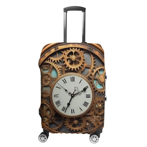 Rusty Steampunk Clock Luggage Cover Tsa Approved Suitcase Covers for Luggage Elastic Washable Suit Case Covers Anti-Scratch Travel Luggages Sleeve Suitcase Protector Fits 19-30 Inch Case(M)