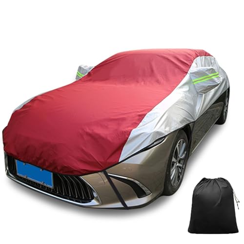 LinGKon Funda Coche Exterior para Cadillac SRX(2003-2009) 丨Oxford Funda de Medio Coche de Tela protección UV a Prueba de Polvo Cubre Coches Impermeable Antiarañazos con Tira Reflectante(Silver-Red)
