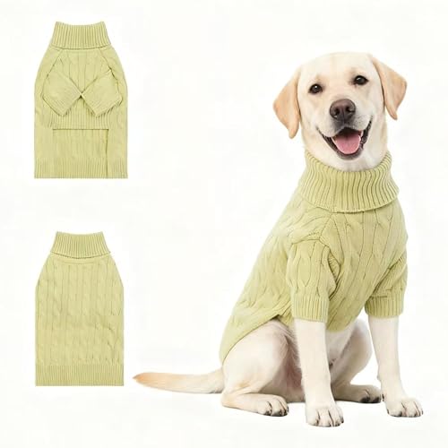 Image of Small /Medium Dog Sweater, Warm Dog Winter Coat w /Sleeves, Comfortable High Neck Premium Dog Clothes for Labrador-Best for Holidays, Daily Walks XL Light Green