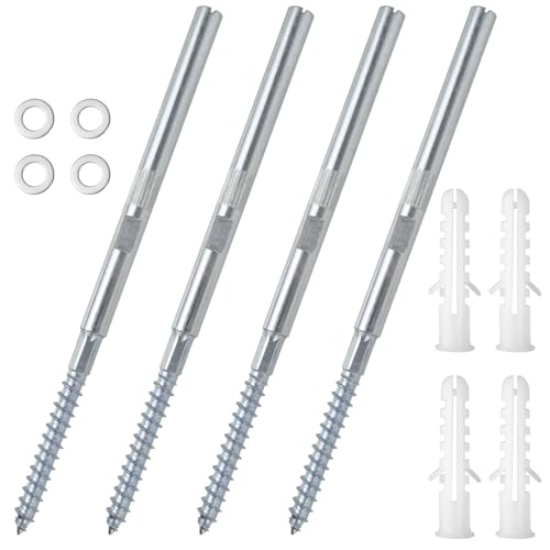 Soportes Invisibles para Estantes Flotantes - 4 Piezas 8 x 100mm Soportes Flotantes de Acero, Capacidad de Carga de 18 kg, con Arandelas y Tacos, para Instalación Vertical de Estantes