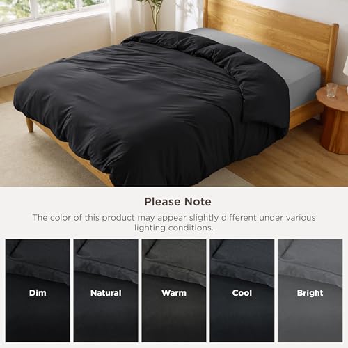 Image of Bedsure Duvet Cover Queen Size - Only Includes 1 Duvet Cover (90 inchx90 inch), Hotel Luxury Soft Double Brushed All Season Bedding for Kids & Adults, Zipper Closure, Black (No Comforter, No Pillow Shams)