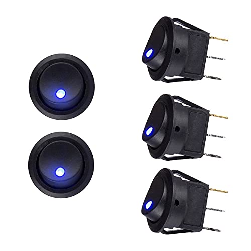 BlingKingdom 5pcs Blue LED Illuminated Round Rocker Switch Press Button On/Off 12v 25A Car Van Dash Light for Car Auto Boat Household Appliances Â¡Â­