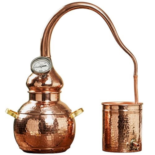 XLTEAM 3L Pure Copper Moonshine Still, Homebrew Distillation Kit, DIY Home Distillery Distillation Kit with Thermometer, for Whiskey, Moonshine, Essential Oils, Hydrosols, Etc