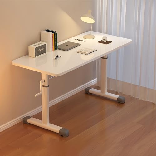 MDDKOP 昇降式デスク 手動昇降テーブル 昇降テーブル 高さは自由に調整できます 63-90cm 勉強机 昇降式学習テーブル パソコンデスク オフィスデスク 昇降式 作業机 家庭学習テーブル 昇降式テーブル立ち 組立簡単 掃除が簡単(ホワイト,120*