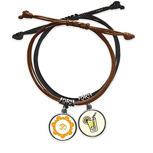 Bracelet bouddhisme jaune cordon cuir homme femme avec perle lotus sanskrit