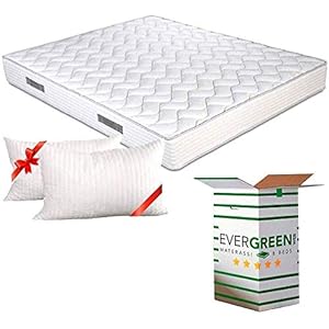 EVERGREENWEB – Materasso Matrimoniale 160×200 in Waterfoam Alto 20 cm con 2 CUSCINI Memory Foam GRATIS, Ortopedico con DISPOSITIVO MEDICO, Rivestimento Effetto MASSAGGIANTE Antiacaro, per Reti e Letti