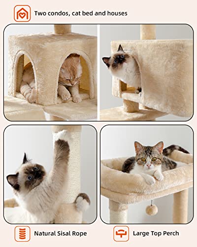 Muttros 56.3" Cat Tree For Large Cats Bundle 40" Cactus Cat Tree With Metal Plush Big Carpet Hammock #TOP4