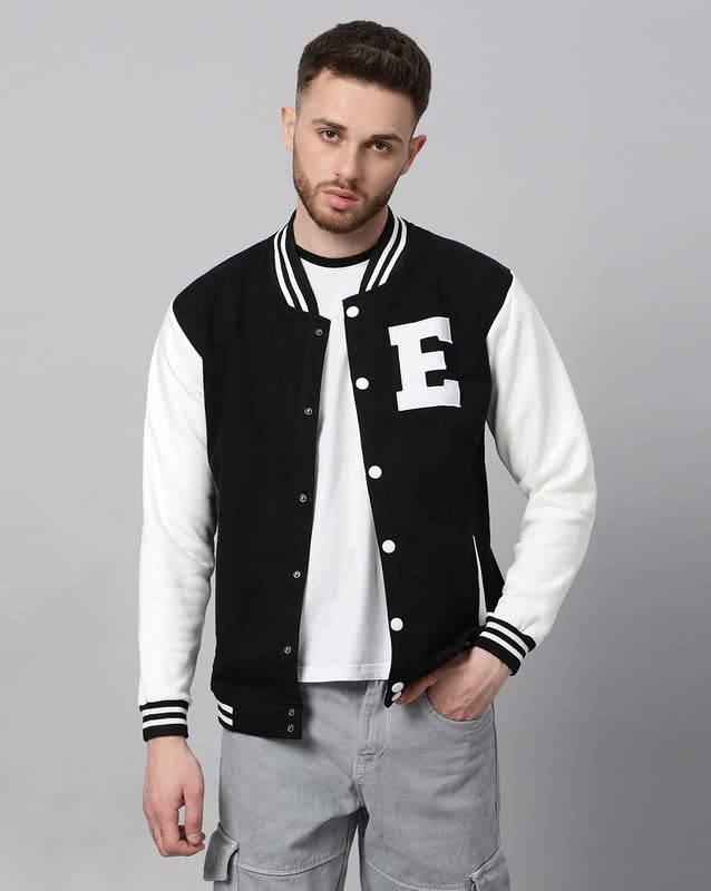 Image of BE SAVAGE Men's Cotton Blend Standard Length Varsity Jacket
