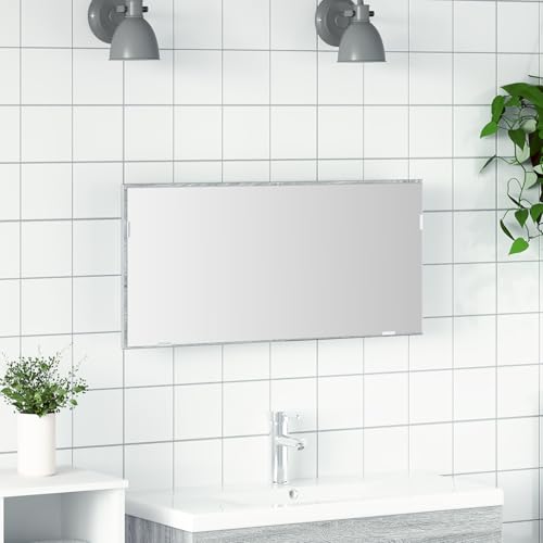 IBUQDDV Armoire de salle de bain avec éclairage LED - Gris Sonoma - 80 x 37 cm - Montage mural - Miroir de rangement moderne - Brillant
