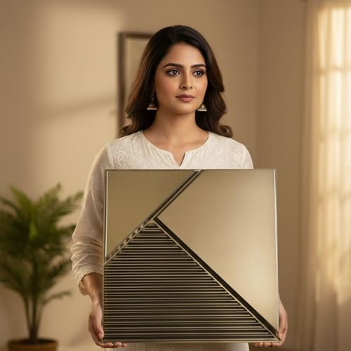 Image of Kayra Decor 3D PVC Wall Panels for Bedroom & Living Room | Fluted 1 Design | Golden Color | 19.7 x 19.7 Inch | Pack of 18 | 48.42 Sq Ft