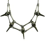 Bronze Bird Skulls & Bones Festoon Choker Necklace Crow Raven Gothic Occult