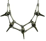 Bronze Bird Skulls & Bones Festoon Choker Necklace Crow Raven Gothic Occult