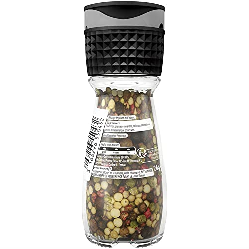 DUCROS Moulin à Poivre Et Sel 5 Baies Doux – Saveurs Subtiles Et Intenses – Lot De 4 X 26g – Fraîchement Moulu