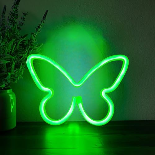 Image of 2 Pcs Butterfly Neon Signs,USB or 3-AA Battery Powered Neon Light or Party, Birthday, Wedding, Bedroom Wall Bar, Bedroom, Indoor