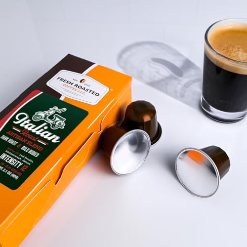 Image of Fresh Roasted Coffee, Italian Roast Espresso Capsules for Nespresso OriginalLine, Dark, Kosher, 60 Recyclable Aluminum Capsules