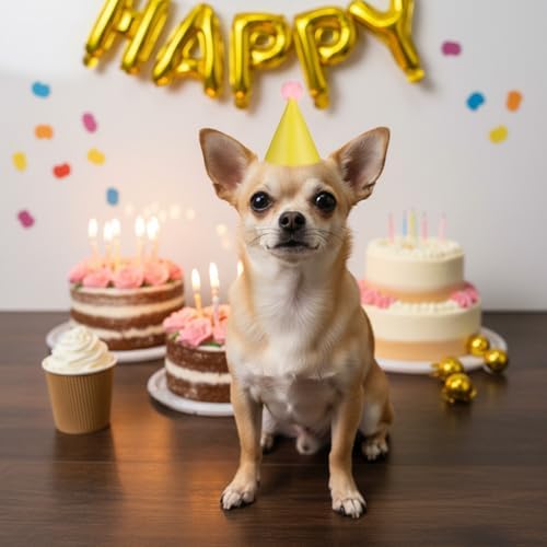 Tucnoeu 10pcs Colorful Mini Party Hats, Cute Dog Party Hats with Pom Poms for Kittens Rabbits Dogs and Stuffed Animals — view 4