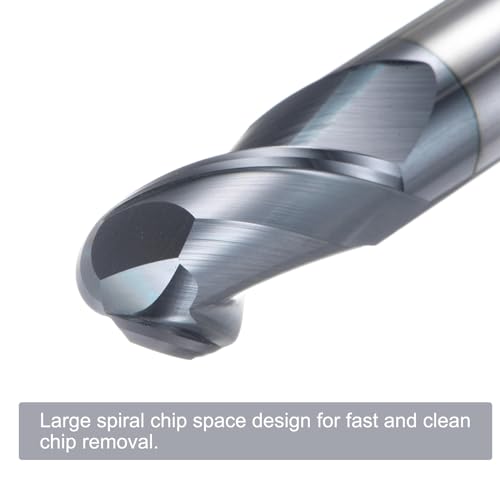Image of uxcell Ball Nose End Mill CNC Router Bit, 5 /16 inch Radius 5 /8 inch Shank Solid Carbide AlTiN Coated Upcut Spiral 2 Flutes Cutter Milling Tool, 5 /8 inch Dia 3-1 /2 inch Total Length