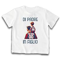 D&Vlab T-Shirt Maglia Bimbo Bambini Divertenti Maglietta di Padre in Figlio Personalizzato con Nome in 100% Cotone per papà Tifosi Calcio Squadre Ultras Rosso Blu Bolognesi