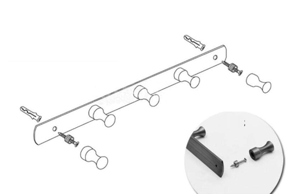 Haczyki, haczyki samoprzylepne, haczyk retro, haczyka szlafroporne stojaki ścienne Solid mosiężne antyczne wykończenie ręcznika łazienka Haczyk do drzwi Wieszk (Color : 6 Hook, Size : One size)