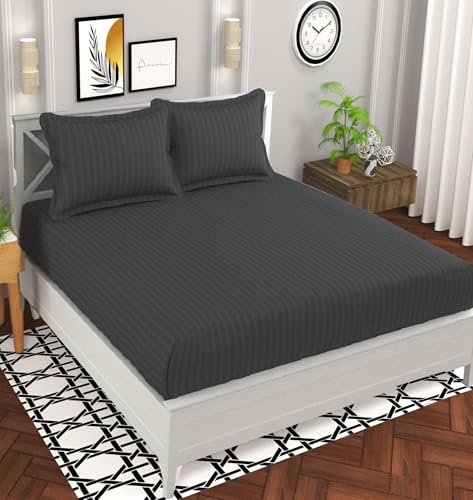 Image of 220 Cotton Feel 1 Double Bedsheet with 2 Pillow Cover (90X90 Inch) Grey