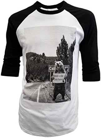 Classic Bear Needs Ride 2 California Graphic Base Ball Tee White/Black S