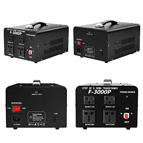 Yinleader 3000W Step Up Ac 110V/120V To 220V/240V Or Step Down Ac 220V/240V To 110V/120V Voltage Converter Transformer W/Us Standard Power Cord-Circuit Breaker Protection #TOP6