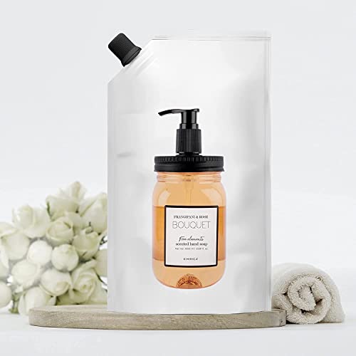 Image of Kimirica Foaming Bouquet Handwash Pump Dispenser + Refill Combo Pack 100% Vegan and Paraben Free Pack of 2 Rich Foam | Moisturizing Hand Wash | Soft on Hands(Frangipanis & Rose, 1L + 500ml)