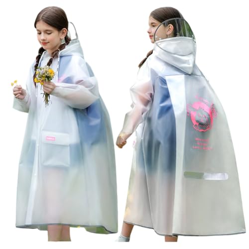 Big Kids Raincoats for Girls Boys Rain Jacket Children Toddler Rain Wear Hooded Rain Poncho Reusable Rainwear Pink