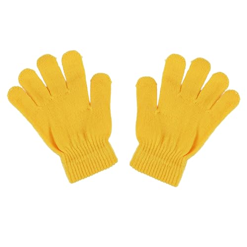 Motique Accessories Kids Gloves Magic Knit Gloves for Girls/Boys Solid Colors (Yellow)