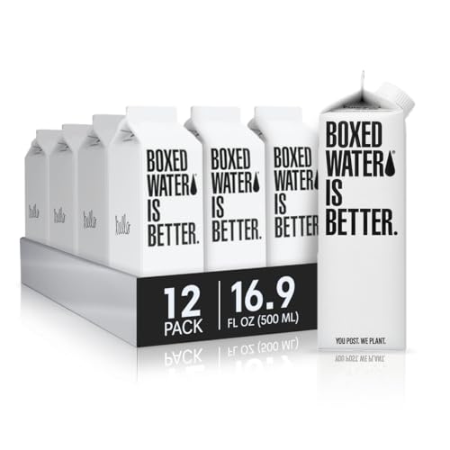 Boxed Water 16.9 oz. (12 Pack) – Purified Drinking Water in Plant-Based Cartons – BPA-Free, Refillable, Reusable – More Sustainable than Premium Plastic Bottled Water