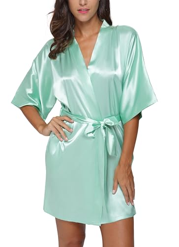 Soft Loungewear Silk Robe Wedding Short Satin 7 soft loungewear silk robe - aquamarine