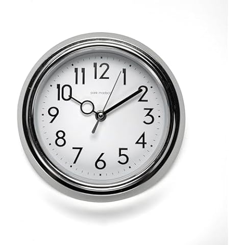 Park Madison Retro 9 inch Silent Mid Century Modern Kitchen Diner 50's Vintage Design Wall Clock Quartz Movement Retro Wall Clock Decorative, Chrome Cover