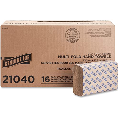 Genuine Joe 21040 Multifold 1-Ply Towels 250 Sheets/Pack - 16 Packs/Carton Natural