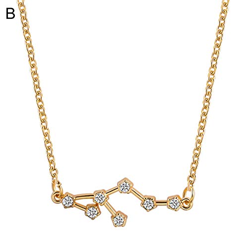 JENPECH Colar com Pingente de Strass, Corrente de Clavícula, 12 Pingentes de Constelação Strass, Gar