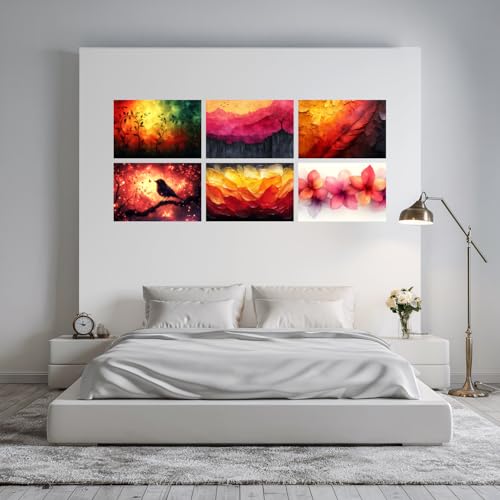 Image of SiddArtify Abstract Nature Wall Art Prints Set - Modern Landscape Poster Decor for Living Room Bedroom Office - 8x12 Sticker Pack of 6