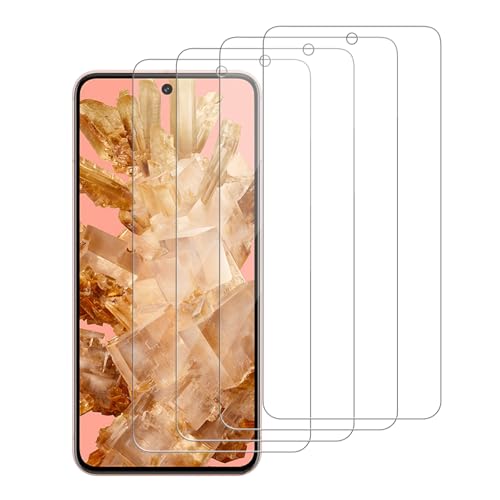 iCsapr 4 Pack Glass Screen Protector Compatible for Google Pixel 8 / GKWS6 / G9BQD [9H Hardness]-HD Screen Tempered Glass Scratch Resistant Easy Install [Case Friendly]