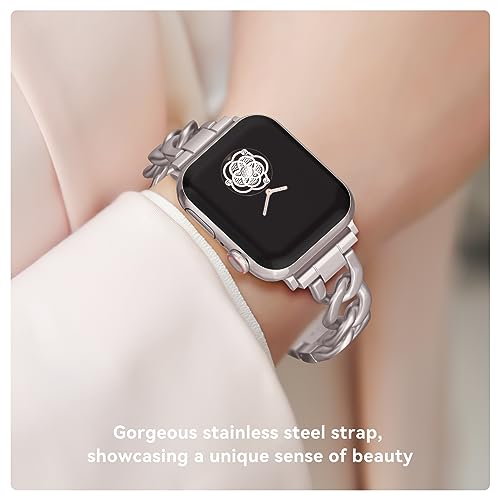 Image of Musk-MSKR Watch Bands for Women Compatible with Apple Watch Band 38mm 40mm 41mm 42mm 44mm 45mm 46mm 49mm Adjustable Metal Band Cowboy Steel Chain Bracelet for iWatch Series 1 /2 /3 /4 /5 /6 /7 /8 /9 /10 /11 /SE