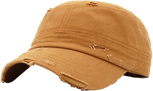 Image of Vintage Distressed Cadet Army Cap Basic Everyday Military Style Hat