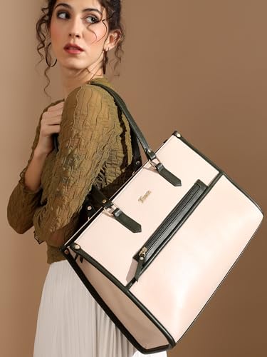 Image of EXOTIC Aveline Work Tote Bag for Women | Multi-Compartment Laptop Tote with Luggage Sleeve & Front Zip Pocket | Fits up to 14-Inch Laptop | Office & Travel Handbag