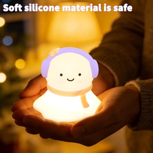 Image of Snow Baby Silicone Night Light - Rechargeable, Adjustable Brightness and Timer Function, Suitable for Children's Rooms and Bedrooms, Great Gift for Festivals