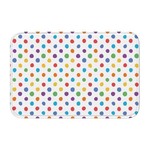 玄関マット 水玉柄 ドット カラフル バスマット 室内 屋外 足拭きマット カーペット おしゃれ 北欧 滑り止め付き 洗える ベットルーム 浴室 台所 寝室 業務用 家庭用 40×60cm