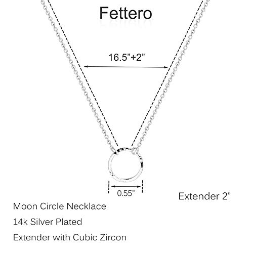 Image of Fettero Pendant Necklace Gold Choker Layered Coin Open Karma Circle Full New Crescent Moon 14K Gold Plated Simple Dainty Necklaces for Women Jewelry Gift